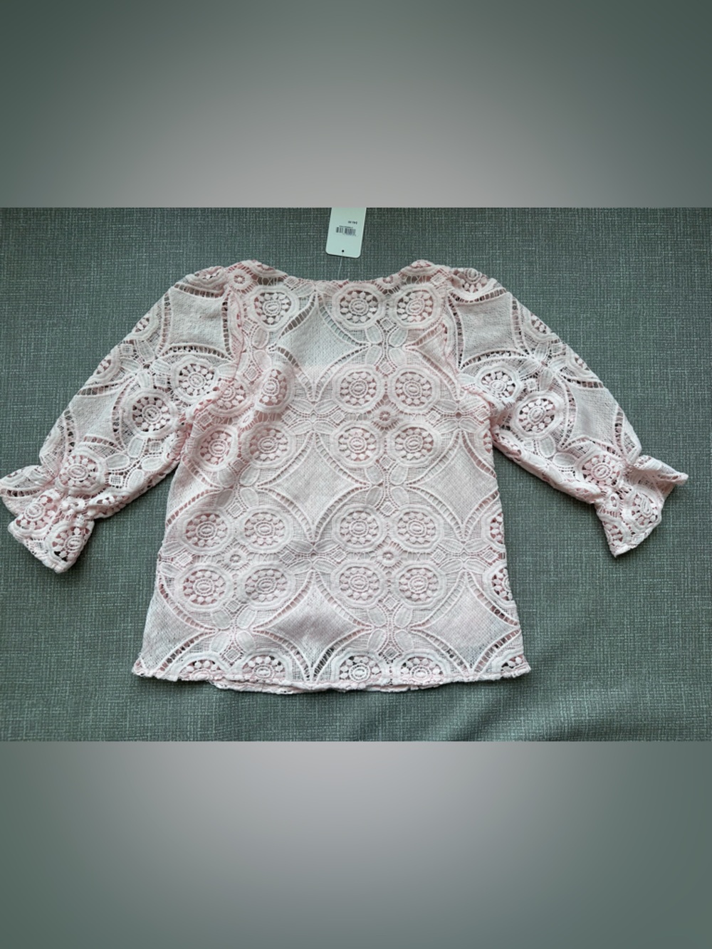 The Nines Blush Pink Lace Crochet Square Neck Top Size Small - Picture 9 of 14